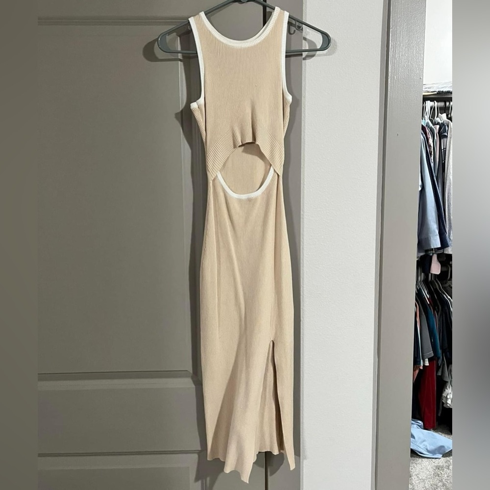 Tan midi dress